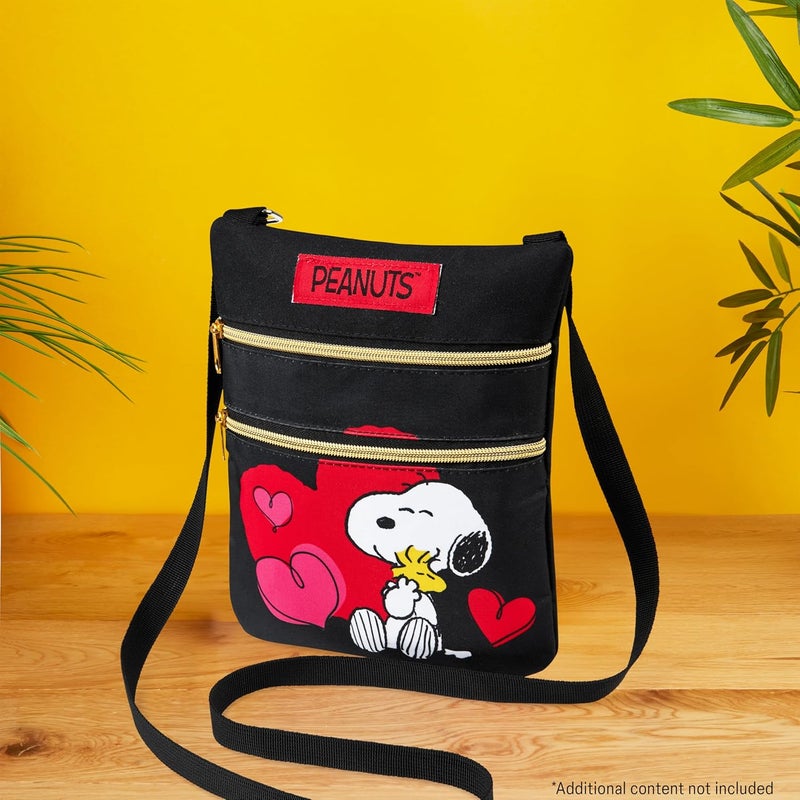 Peanuts حقيبة سناوبي الكروس بودي للبنات - حقيبة يد للأطفال والمراهقات والنساء - حقيبة كتف عصرية (أسود، 9.44x7.87x0.19 بوصة) - Image 2